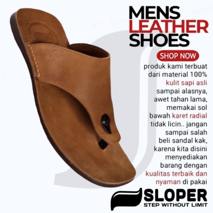 Slover.id - SANDAL SLIDE PRIA KULIT ASLI ORIGINAL HANDMADE SENDAL COWOK KEREN TERBARU