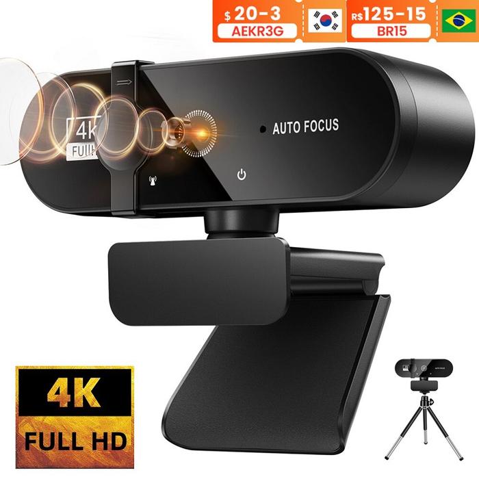 4K Webcam 1080P Mini Camera 2K Full HD Webcam with Microphone 30fps USB Web Cam for Auto Focus PC La