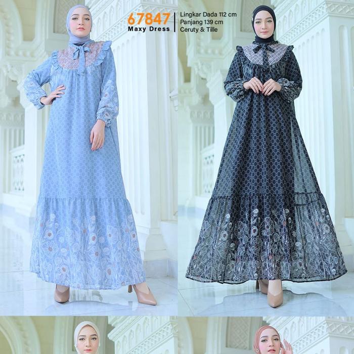 Azura Gamis Wanita Maxi Dress 67847 By EXTU HERITAGE Ceruty Tile Muslim