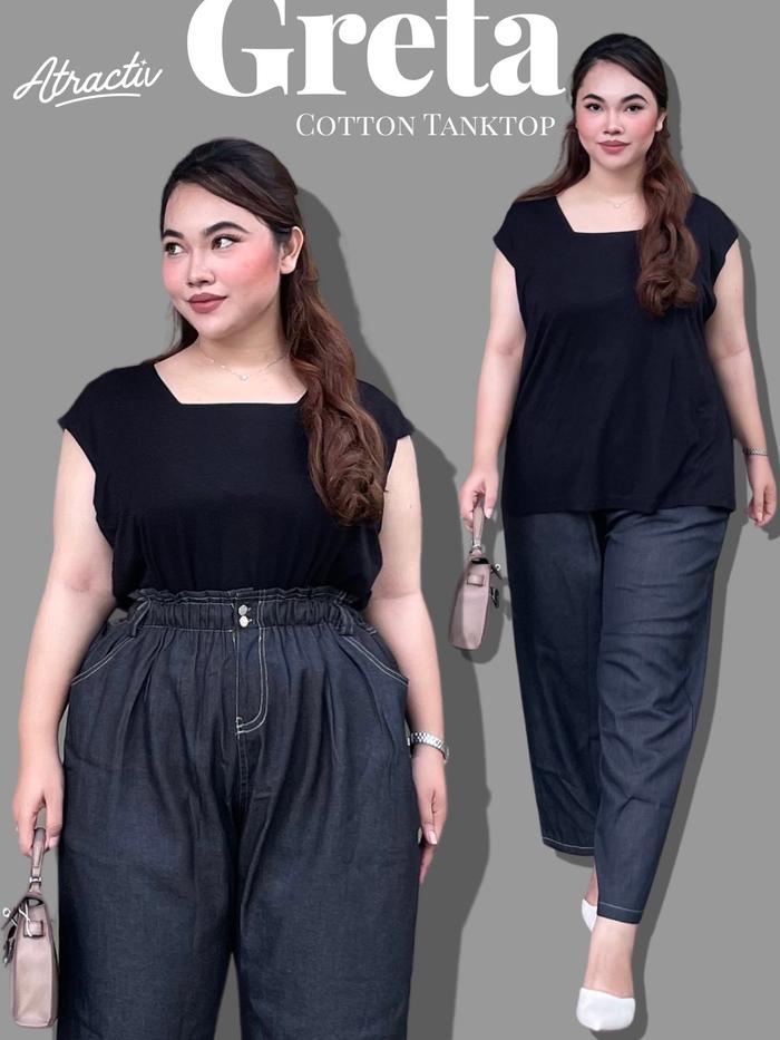ATRACTIV TankTop Wanita Kaos Jumbo Fit LD150 TankTop Kaos Jumbo LD120 LD130 LD142 TankTop Kaos Stret