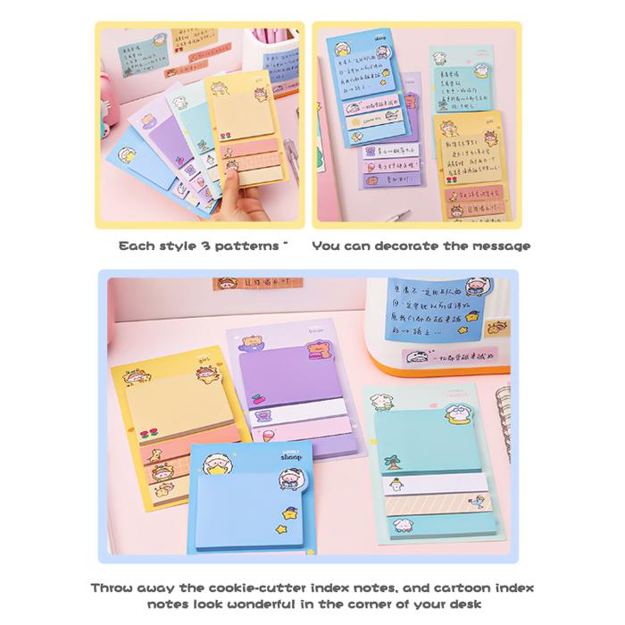 ✨EG-Sticky Notes Aesthetic Sticky Notes Cute Annimal Pembatas Buku Lucu Memo Note 4 Line Memo Note K
