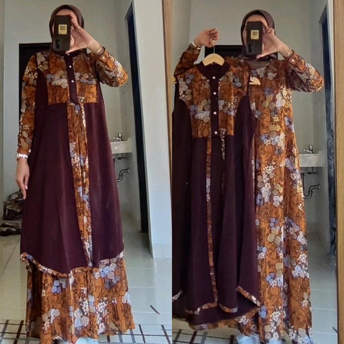 LULLA DRESS SET OUTER/DRESS MEWAH/BY LULLA LOOKS/ARMANY PRINTING/CERUTY