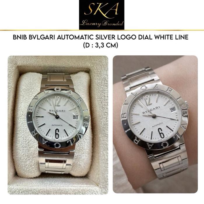 Bvlgari Watch Authentic Automatic Silver Logo Dial White Line 33mm