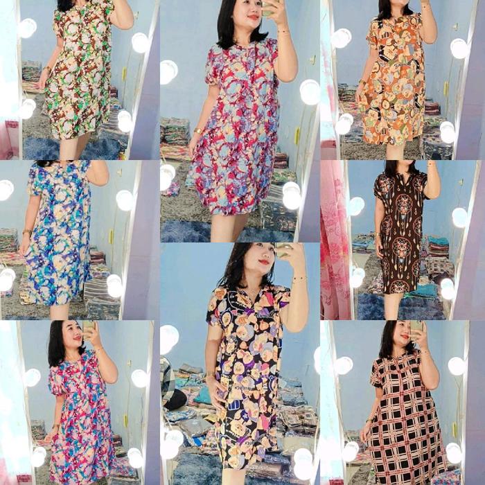 Daster RGB Selutut Motif Beragam untuk Wanita - Katun, Pendek, Celana, Dewasa, Tidur, Busui, Baju, P