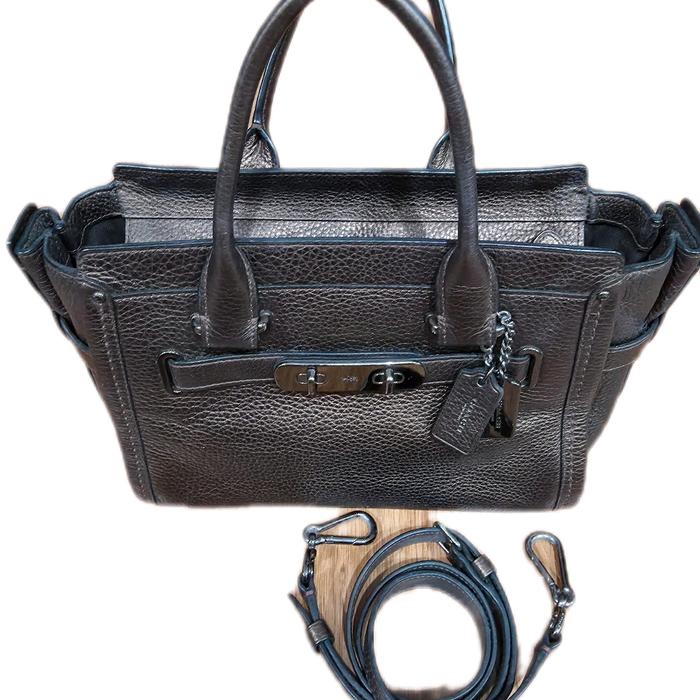 Coach Swagger 27 Metallic Brown Bronze Authetic Tas Kulit
