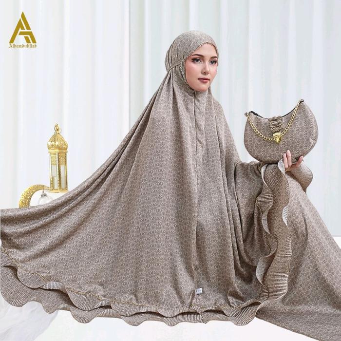 ALHAMDULILLAH - Mukena Dewasa Mewah Santorini Silk Gelombang Cinta Plit 2in1 Athasya Series