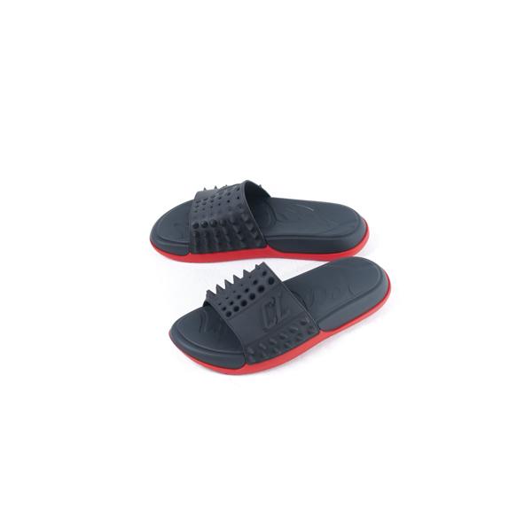Sandal CHRISTIAN LOUBOUTIN TAKE IT EASY RED BLACK FLAT RUBBER SLIDE 100% ORIGINAL