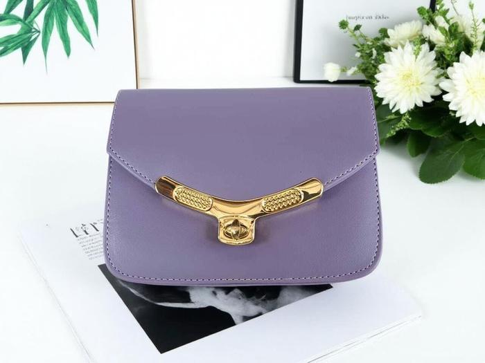 Tas Selempang Wanita Rantai Kulit Sling Back Woman tas rantai wanita semi kulit warna ungu