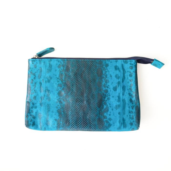 Dompet Tas Tangan Premium Risleting Kulit Ular Asli Hijau Wanita