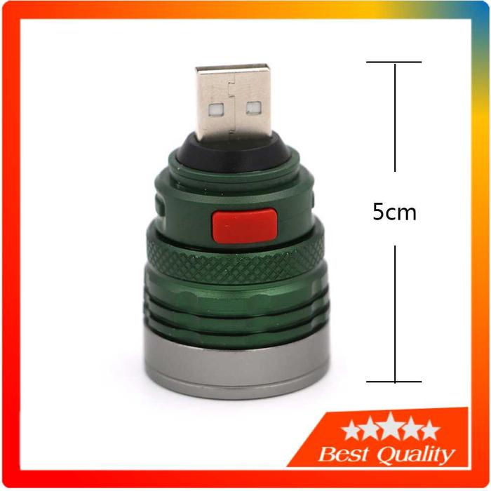 Lampu Senter LED Super Terang USB Powerbank Zoomable Mini Handy Flashlight 800 Lumens