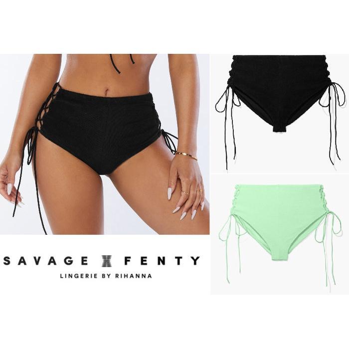 HEMAT SAVAGE X FENTY Terry Bodysuit Lingerie / Booty Shorts with Side Tie Highwaisted Laced Up Bikin