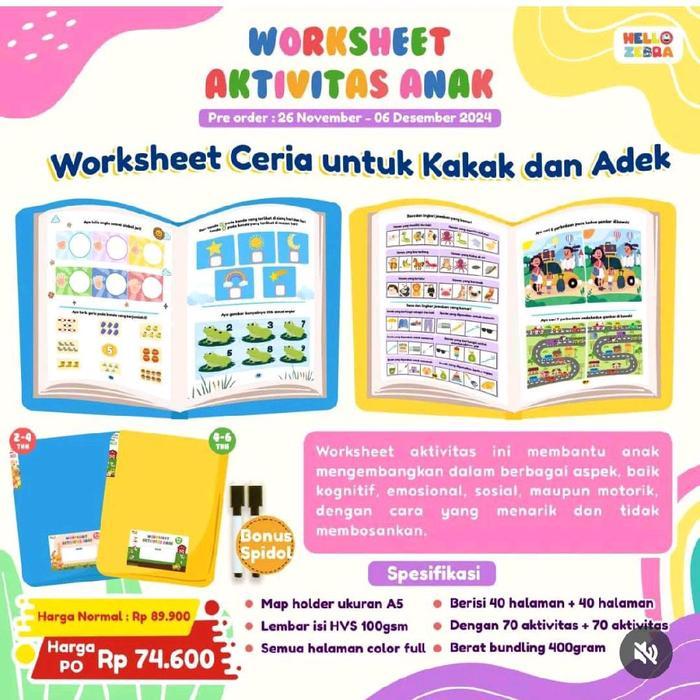 Worksheet anak 2-4 tahun dan 4-6 tahun hellozebra