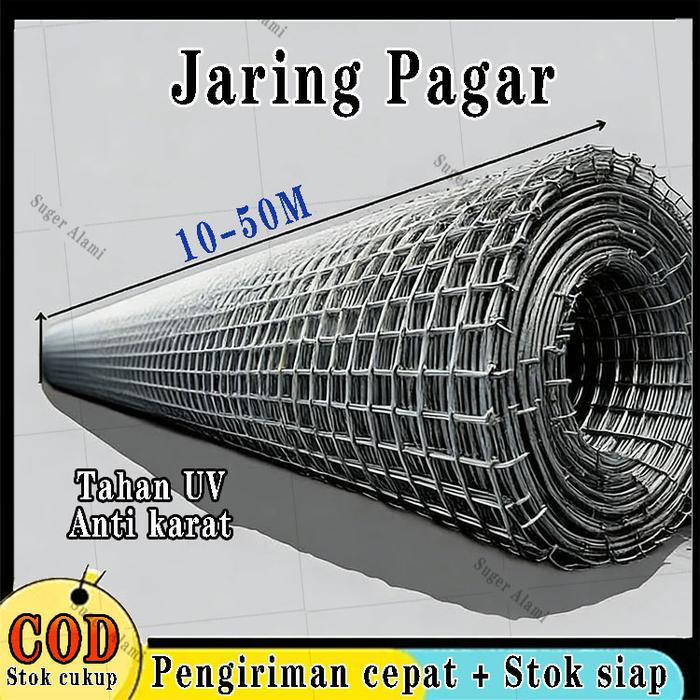 10/25/50M Jaring Pagar Plastik Kuat Jaring Pagar Ayam Kebun Kandang Ayam Lebar 1-2M Tahan Sinar Mata