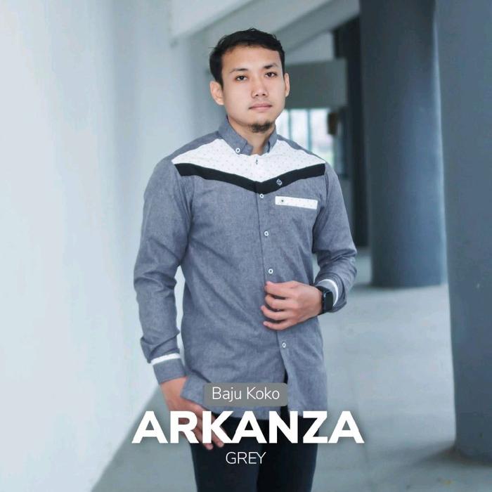 Baju Koko Muslim Dzikrayaat ARKANZA GREY/ Koko ARKANZA BROWN Terbaru/ Koko ngetrend Terbaru/ Koko AR