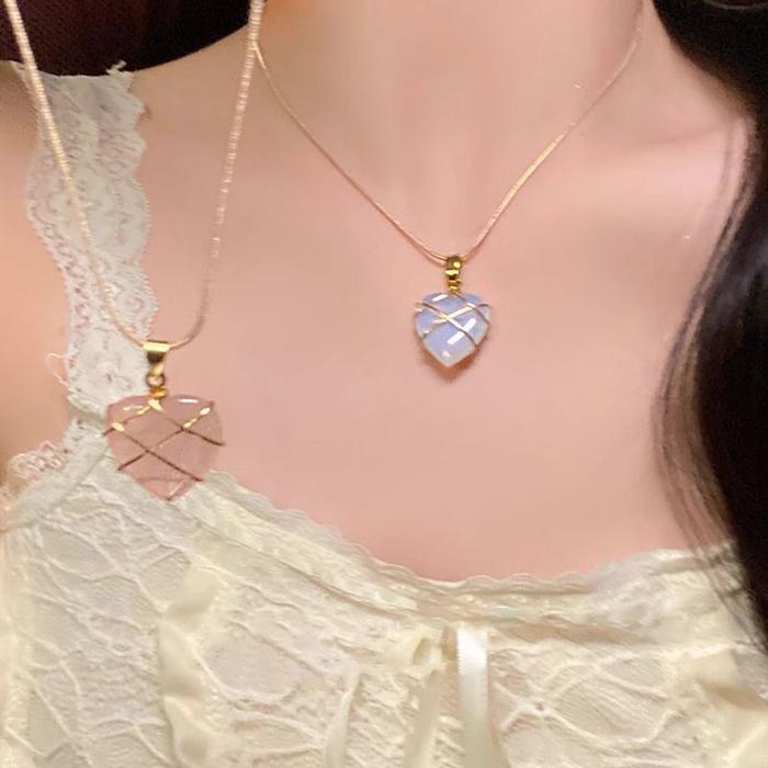 Kalung Hati Kastil Putri Barbie Kartun Liontin Hati Terbungkus Modis Rantai Tulang Selangka Rantai L