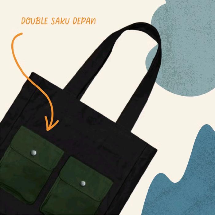 Sembagi Holic Tote Bag Tas Laptop Ruang luas Polyester Kancing Cetet Kanvas