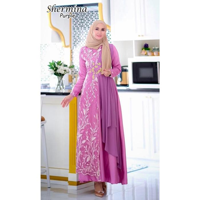 MAXI SHERMINA syari GAMIS Cantik pesta lebaran SERAGAM Muslim JUMBO