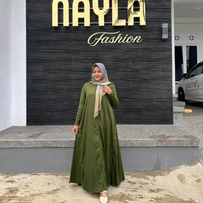 Nayla Fashion Lisya Dress Bahan Twill Ori Premium untuk Wanita Muslim Syari Maxi Rayon Shakila Dewas