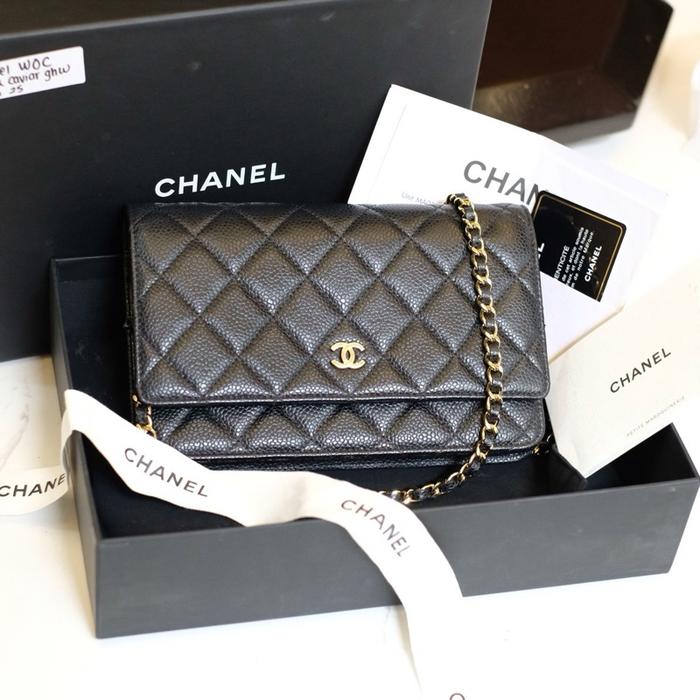 Chanel woc black caviar ghw  seri 25 full set second
