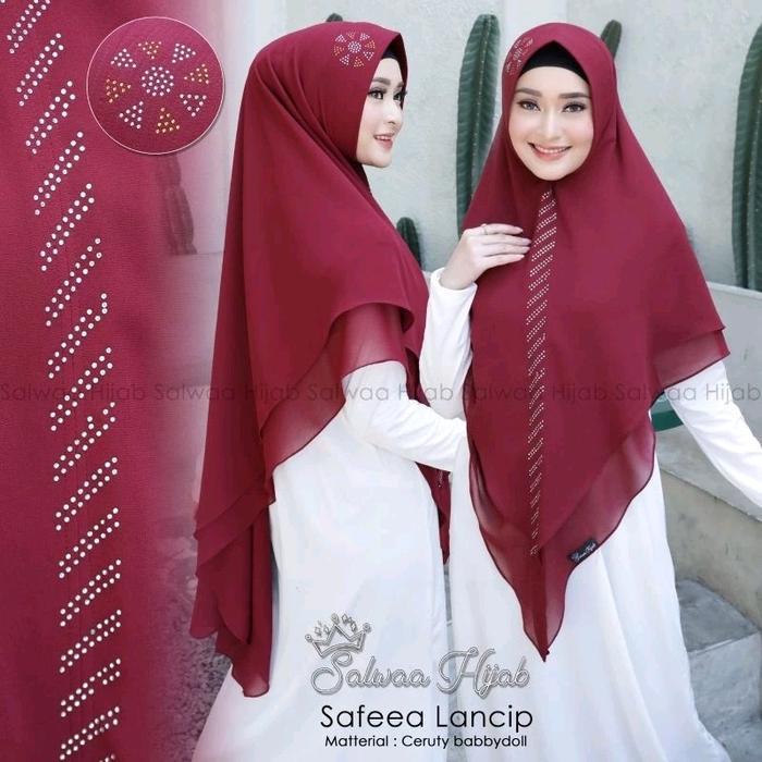 Promo Khimar Salwa Safeea Lancip Swarosky/LV jumbo 2 layer Swarosky Muslim Jilbab Ceruty Doll Syari 