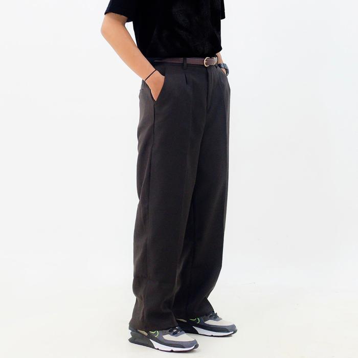 Shura explicit - Praus Trouser Wide Pants Pria Loose Relaxed Pinggang Karet Wide Pleated Celana Panj