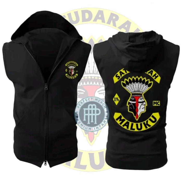 Jaket Rompi Vest Zipper Satu Darah Maluku Kaos Pria Hitam Lengan Pendek Combed24s bajudistro