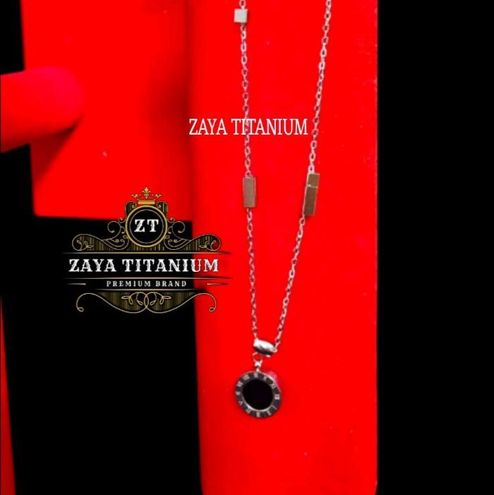 Kalung titanium wanita liontin bulgari silver anti karat dan tidak luntur
