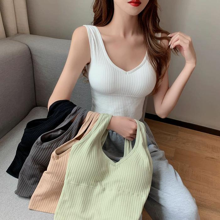 Promo tanktop rajut wanita croptop / fashion Korea Import COD