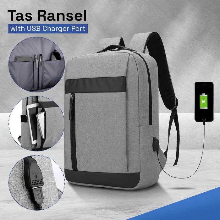 Tas Ransel Laptop Backpack Kompartemen Besar dan Port USB untuk Perangkat Elektronik - CV904