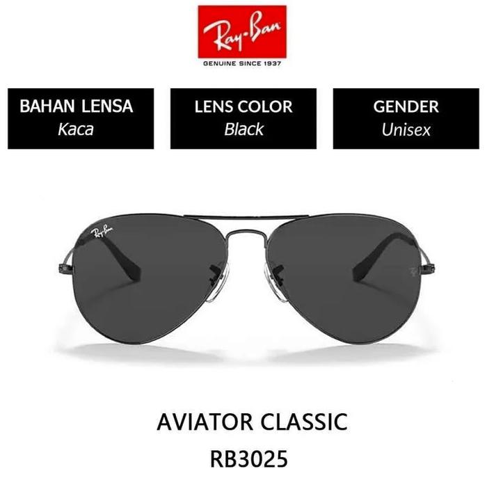 Kacamata Ray-Ban aviator classic rb3025 Rayban asli