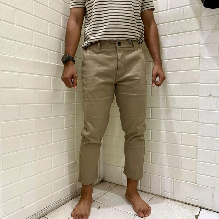 Celana Sirwal Angkle Pants Hablo Warna Mocca Office Casual Formal Bahan Katun Twill Slimfit