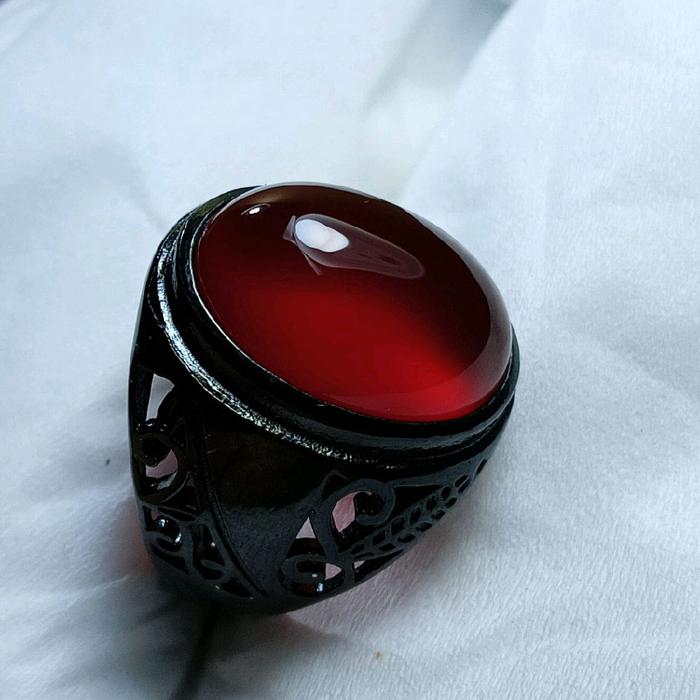 cincin batu akik red baron Pacitan ring titanium dim medium