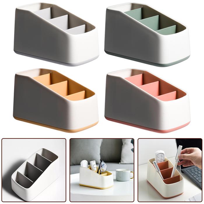 1pc TV Remote Control Holder Table Storage Box 4 Grid Desktop Tidy