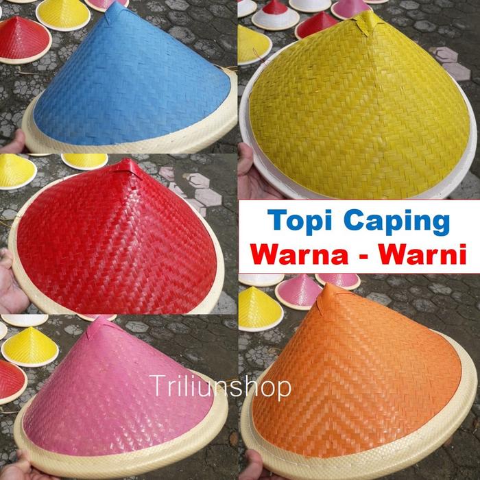 Caping Tudung Topi Petani Warna Warni Plus Kopyah - Topi Caping Petani Warna