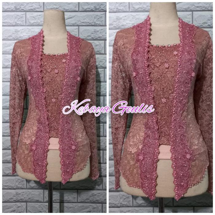 TERMURAH atasan kebaya pesta kebaya wisuda kebaya brokat warna nude free longtorso READY STOCK