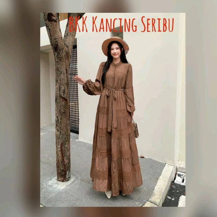 GAMIS IMPORT BKK ORIGINAL PREMIUM BAJU DRESS WANITA MEWAH BUSANA MUSLIM KEKINIAN ADA KANCING SERIBU