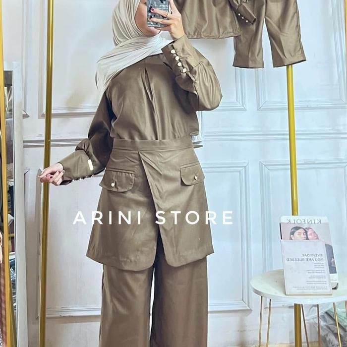 Noa set by arini / setelan wanita one set fake rok couple anak