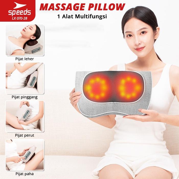 SPEEDS Bantal Pijat Massage Pillow Pijat Leher Alat Terapi Pijat Multifungsi Portable Home Kursi Pij