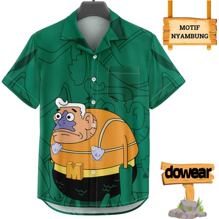 Dowear S-5XL Baju Kemeja Motif Pantai Cowok Cewek Spongebob Hawai Jumbo 863 MER MAID MAN