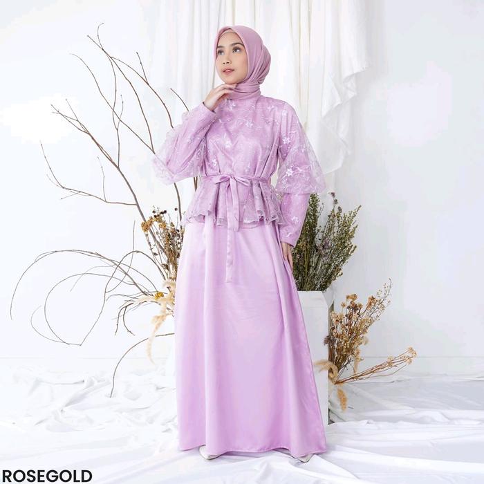 STOK TERBATAS Aiden Tile Bordir Dress |Dress kondangan Hijab Muslimah Brokat Bordil Elegan Gamis Gau