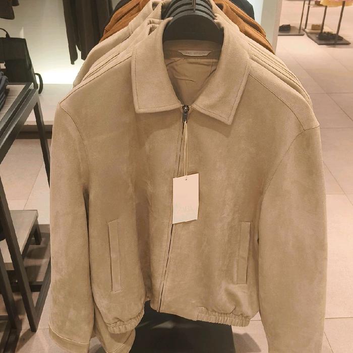 Jaket Zara Suede Pria Origina Abu Abu Muda