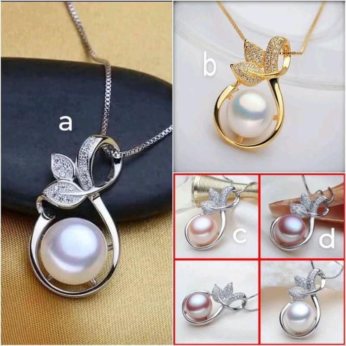 Kalung liontin daun mutiara lombok|Kalung mutiara asli bersertifikat|Kalung mutiara tawar|Kalung rho
