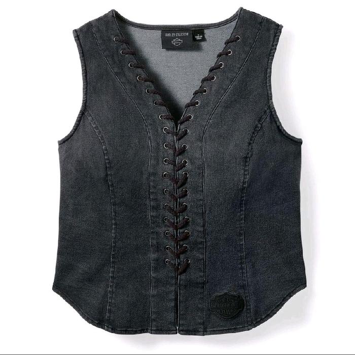 VEST ROMPI WANITA HARLEY-DAVIDSON WOMEN'S LACE UP BLACK | ROMPI VEST TOURING | ORIGINAL HD GENUINE U