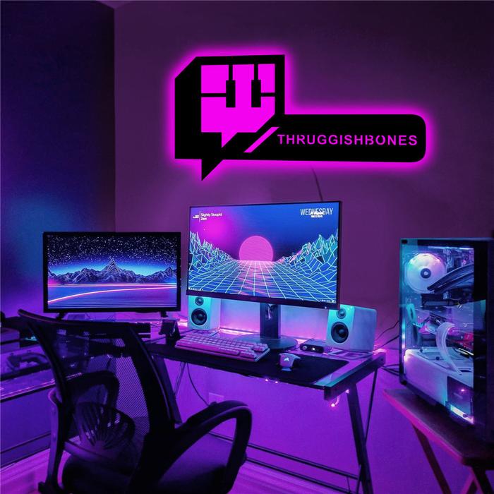 Personalisasi Nama Pengguna Twitch Led Lampu Neon Tanda Dinding