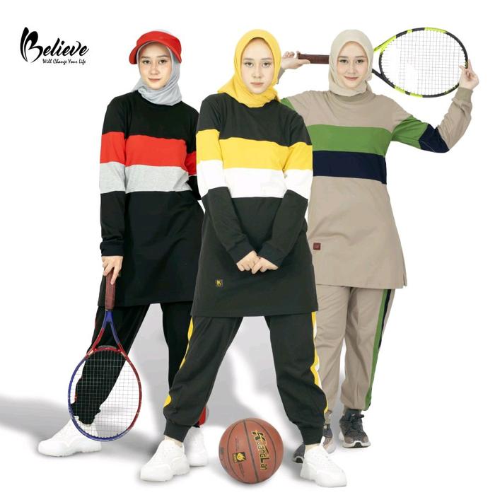Believe BMS 35 Baju Olah Raga Muslimah Bisa couple