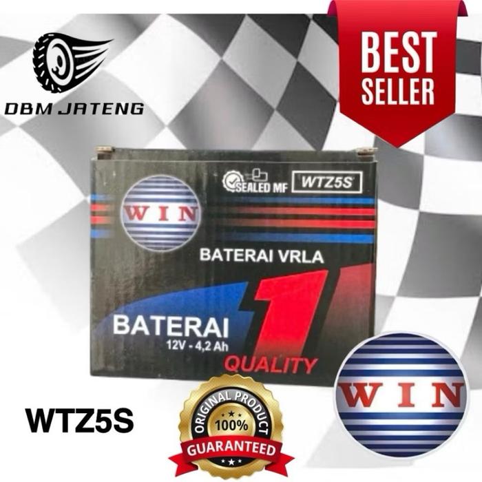 ￼100% ORIGINAL & BARU AKI WIN ACCU UKURAN TIPE WTZ5S HARGA GROSIR AKI KERING DAN BASAH MOTOR HONDA Y