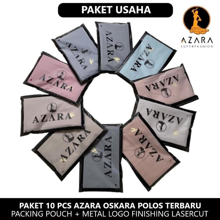 10 Hijab Segi Empat Voal Azara Oskara Polos Packing Pouch LC Laser Cut Scarf Azara Superfashion (1 P