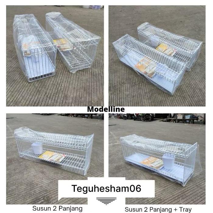 READY SALE !! MODELLINE Rak Piring Susun 2 Panjang + Nampan + Tempat Sendok Ras / Rak Piring susun