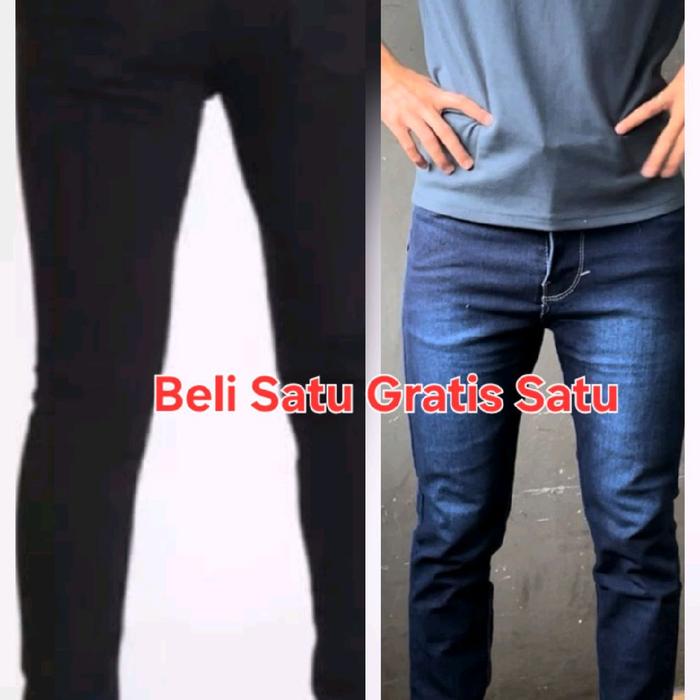 Promo Paket Hemat Celana Jeans Panjang pria dewasa Slim-fit Beli Satu Gratis Satu bahan denim nyaman