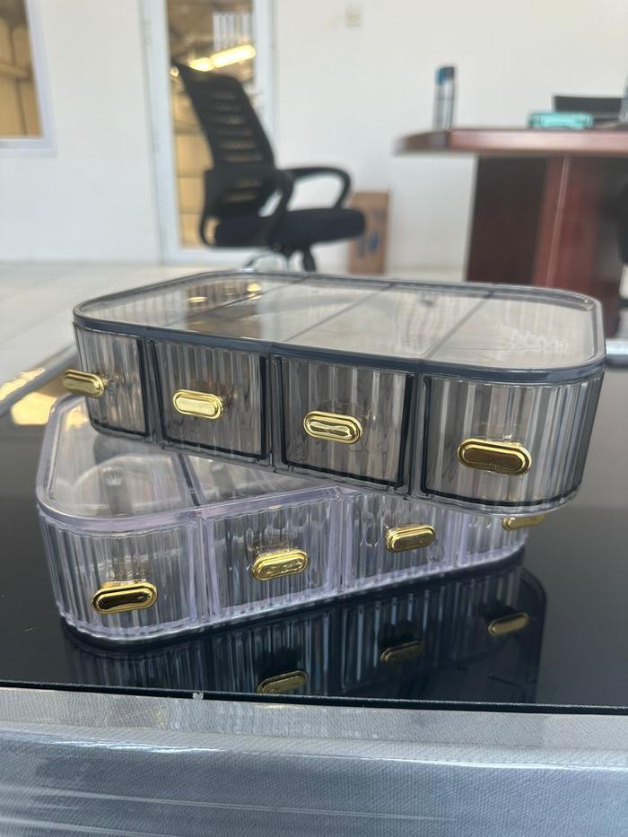 Rak Crystal Rak Meja Serbaguna 4 Laci Susun Wadah Penyimpanan Barang Make Up Rak Kosmetik Tempat Kar